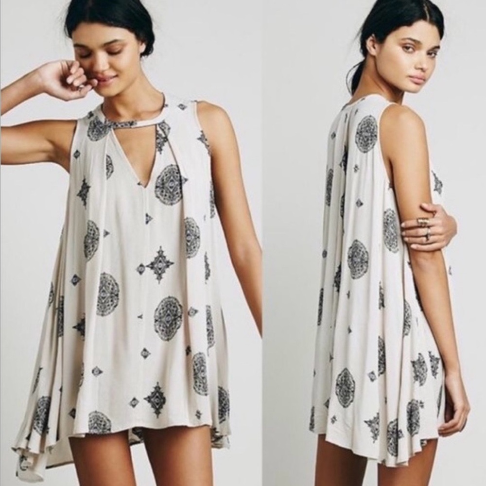 Free People Tree Swing Sheath Dress Tunic Swim Cover Tan Boho Beach Festival M